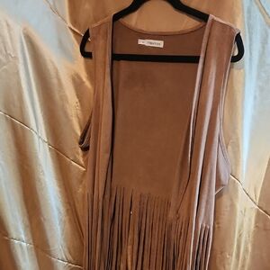 Maurices Tan Fringe Vest